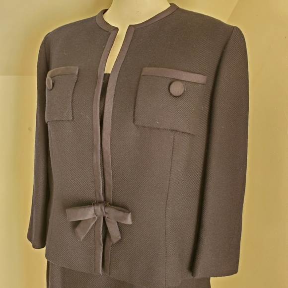 50s 60s Vintage Gimbels Navy Blue Mod Pencil Skirt & Cropped Jacket Set - Picture 7 of 9